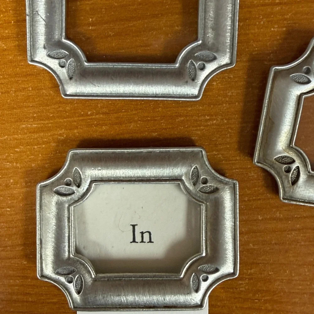 Longaberger canister basket pewter tags with ribbons. Set of three. - Picture 2 of 6